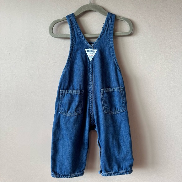 Vintage Osh Kosh B’Gosh Baby Red Green Plaid Flannel Denim Overalls 6-9 months - Picture 11 of 12